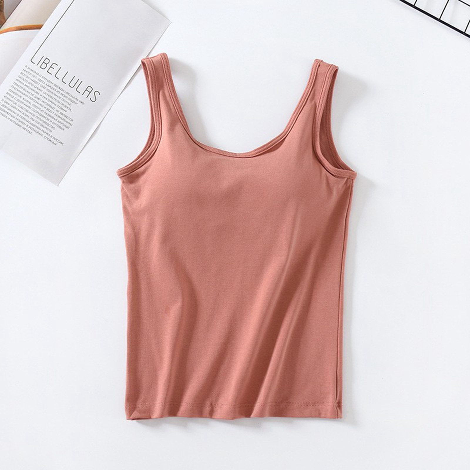thumbnail image 5 of Camisetas sin mangas de algodón para mujer con sujetador incorporado 2025 Camiseta sin mangas de verano - Camisetas acolchadas para entrenar, S-XL, 5 of 8